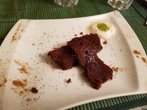 Chocolate fondant at Le Petit Ogre in Toulouse