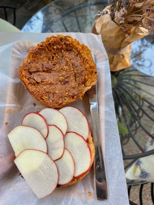 Brioche with Vegan Chorizo Pate  at La Vegana in Sevilla