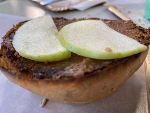 Pâté and Apple on brioche  at La Vegana in Sevilla