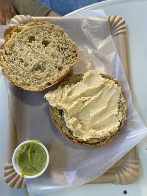 Hummus and guacamole   at La Vegana in Sevilla