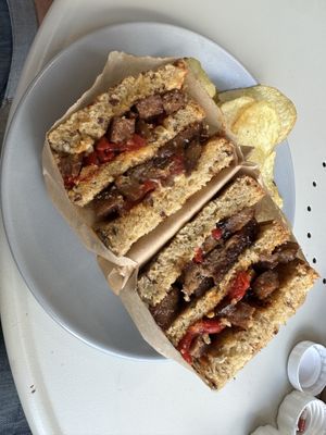 BBQ seitan & red pepper sandwich   at La Vegana in Sevilla
