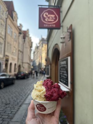 Smallest cup with passionfruit and pomegranate   at Creme de la Creme in Prague