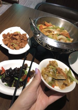 Tangerine beef, spicy cabbage and black fungus at Super Vegan - Xujiahui in Shanghai