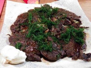 okonomiyaki by soba wheat,,, at Megumi in Osaka