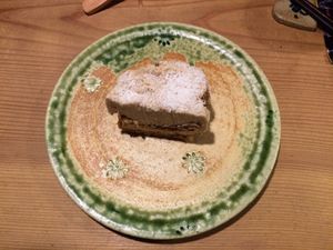 Homemade vegan cake at Megumi in Osaka