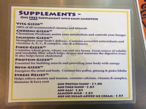Supplements at Keva Juice in Las Cruces