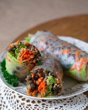 Lentils and kale summer roll with masala dressing
 at Two Tablespoons in New York City