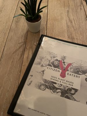 Menu! And cute seating😄#Veganuary at Citizen Eatery in Austin
