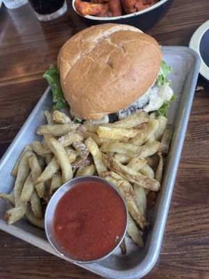 citizen burger and cauliflower wings!  at Citizen Eatery in Austin