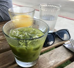 Detox Green juice and orange juice at Citizen Eatery in Austin