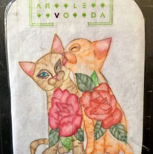 cute drawing at the check out >^..^ at Arvoleda in Santiago