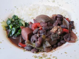 Feijoada. A typical Brazilian dish  at Arvoleda in Santiago