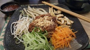 bun tron gao luc / mixed brown rice noodles and veg at Ngo Vegetarian in Ho Chi Minh City