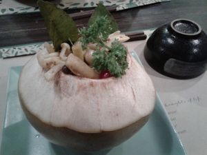 Mushroom in coconut  at Ngo Vegetarian in Ho Chi Minh City