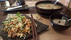 Chao Ngo (chao an kem gio) Combo: rice porridge (chao) with salad (gio) at Ngo Vegetarian in Ho Chi Minh City