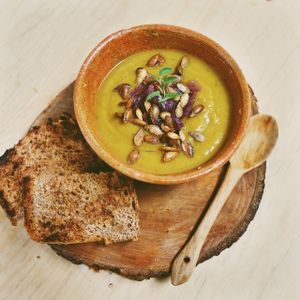 Creamy Pumpkin Soup at Medicine Foods in San Marcos La Laguna