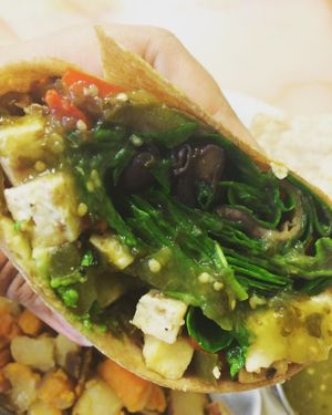 Simple yet tasty breakfast burrito  at Abeja's House Cafe in Asheville