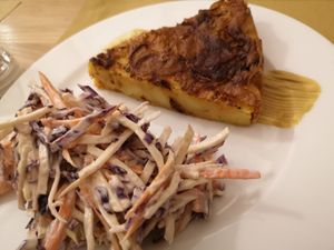 Potato pie with coleslaw at Un'Altra Idea in Bologna