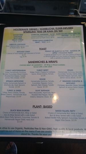 Another page of menu. They have some other pages too. at Living Vine Organic Cafe in Fort Myers