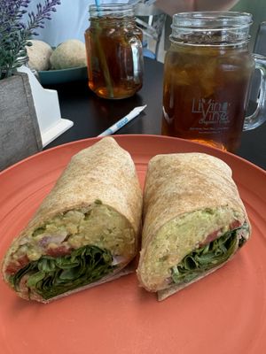 Chickpea Avo wrap  at Living Vine Organic Cafe in Fort Myers