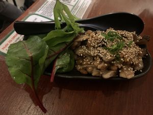 Cold mushroom dish. Didn’t like    at Mr. Ramen San in Melbourne