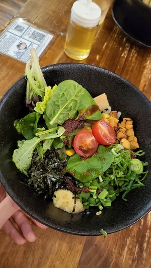 Dry ramen noodles with a rich, salty sauce bellow at Mr. Ramen San in Melbourne