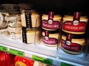 Vegan cheeses and pate at Bunbury Farmer's Market in Bunbury