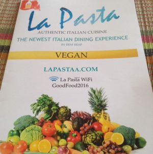 Menu at La Pasta in Siem Reap