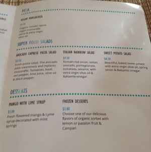 Menu at La Pasta in Siem Reap