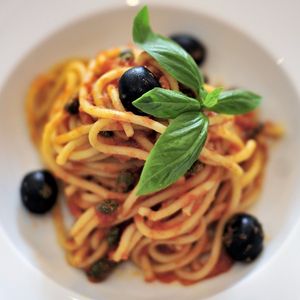 Vegan Spaghetti Puttanesca at La Pasta in Siem Reap