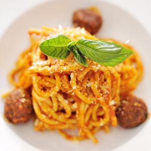 Spaghetti w/ Vegetarian Meatballs (Vegetarian) at La Pasta in Siem Reap