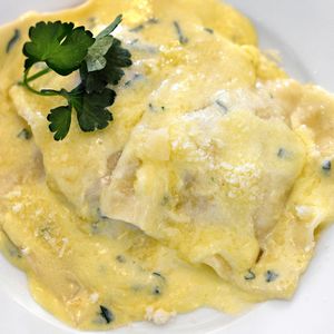 Vegetarian Ravioli With Alfredo Sauce at La Pasta in Siem Reap