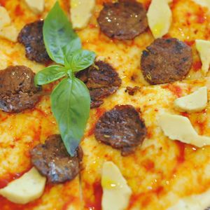 Vegan American Pizza With Vegan Pepperoni at La Pasta in Siem Reap