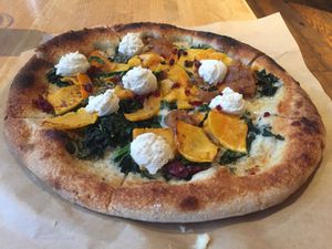 Butternut squash pizza with cashew ricotta  at True Food Kitchen in Pasadena