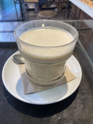 Before adding another espresso shot to it, looked and tasted only like cold soy milk   at Pappare' in Bologna