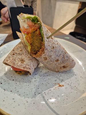 Vegan eggplant meatballs wraps at Pappare' in Bologna