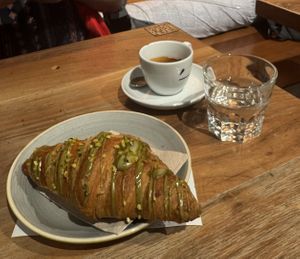 Pistachio vegan croissant   at Pappare' in Bologna