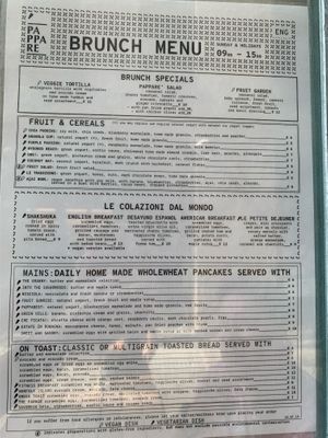 Brunch Menu at Pappare' in Bologna