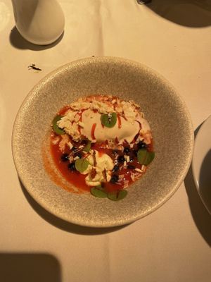 Raspberry Ice Cream Dessert  at Vaxthuset in Stockholm