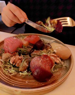 Beetroots with salad, walnuts, etc. at Vaxthuset in Stockholm