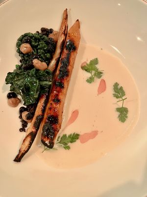 Roasted carrots and kale and a really wonderful delicate sauce. at Vaxthuset in Stockholm