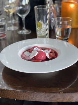 Raspberry sorbet  at Cafe Sydney in Sydney