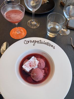 Raspberry sorbet  at Cafe Sydney in Sydney