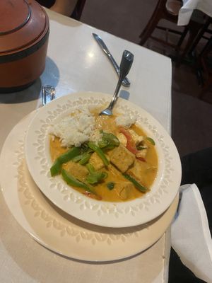 Penang Curry with rice  at Sweet Basil Thai Cuisine in Chattanooga