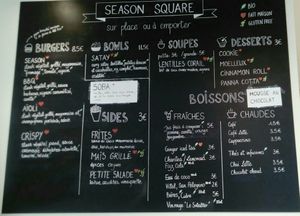 Menu at Season Square in Paris