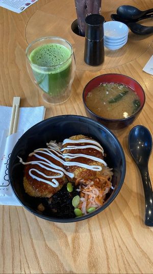 Katsu pumpkin with vegan mayonnaise and miso soup at Tombo in South West London
