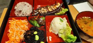 Miso aubergine bento box at Tombo in South West London
