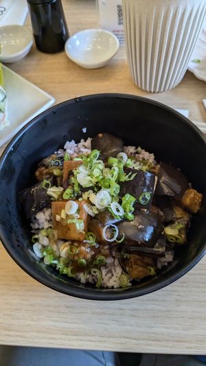 Miso aubergine and tofu rice bowl at Tombo in South West London