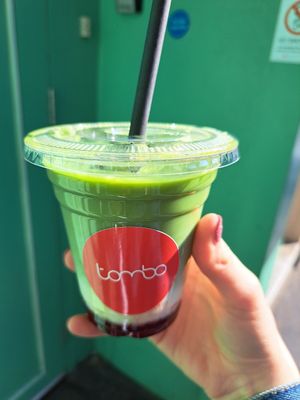 Strawberry matcha with coconut milk at Tombo in South West London