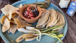 Taco plate at La Rana Vegana in Cabo San Lucas